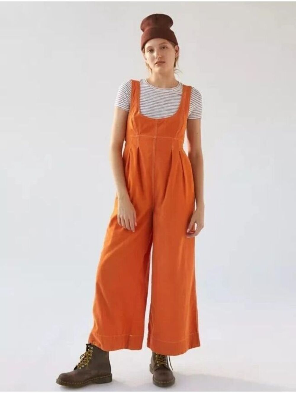 UO Shane Corduroy Wide-Leg Overall Urban Sleeveless Back Tie Jumpsuit Large EUC